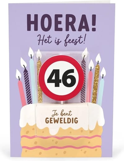 Verjaardagskaart met kaars | 46 jaar | Je bent geweldig