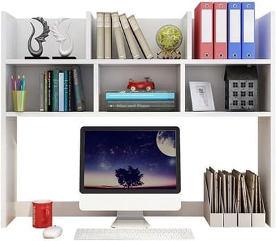 Bureauplank - Bureauverhoger Desktopopslag - Werkruimte Organiseren - 7-plank ontwerp - 60 cm - Wit