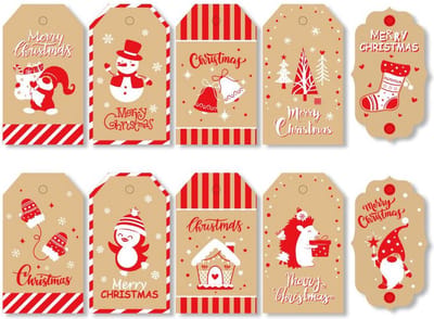 Kerst cadeaulabels - naamlabels - labels karton - kerstcadeau - kerstkado - kleine helpers - 20 stuks incl. touw