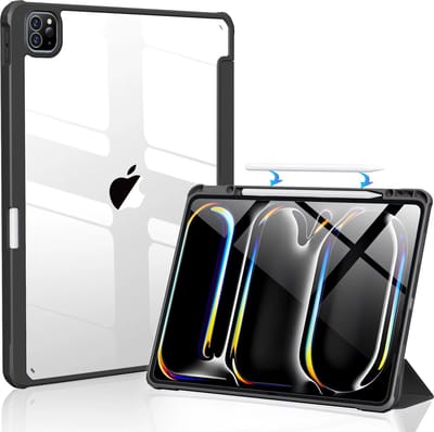 Hoes Geschikt voor iPad Air 2024 (11 inch) Smart Case Inclusief auto-wake Functie - Ruimte voor Apple Pencil - Hoesje Geschikt voor iPad Air 6 (11 inch) Book Case - Zwart