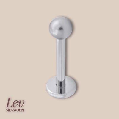 Lev Sieraden - Titanium labret 1.2mm - 6mm bar - Externally threated - Silver- Piercing - labret piercing - neuspiercing staafje - tragus piercing - Zilver- Oorpiercing