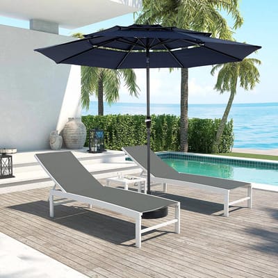 Sweiko Parasol - 3 niveaus - Automatisch sturen - Kantelbaar - Zonder Voet - Blauwgrijs