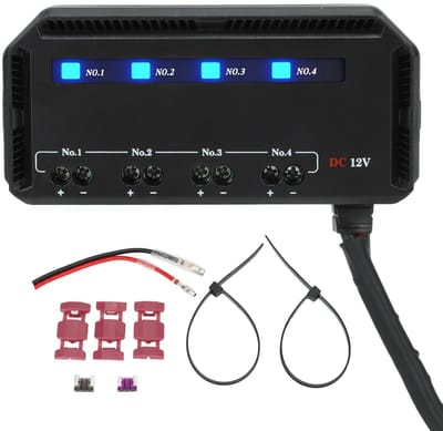 Golden crown - Fuse en Relay Box - 4-Weg 12V 20A met LED Indicator - Voor Auto en Motor - Betrouwbaar en Veilig - Geschikt voor RV - Compact en Efficiënt