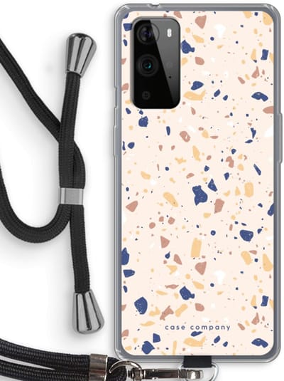 Case Company® - Hoesje met koord geschikt voor OnePlus 9 Pro hoesje met Koord - Terrazzo N°23 - Telefoonhoesje met Zwart Koord - Bescherming aan alle Kanten en Over de Schermrand