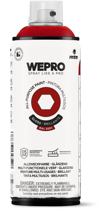 Spuitbus Ral 3000 Rood Glans MTN WEPRO ALL-PURPOSE PAINT 400ML