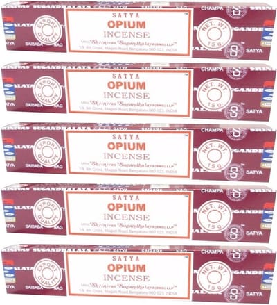 Satya Nag Champa wierook stokjes - Opium - 5x pakje van 12 stuks - 15 gram