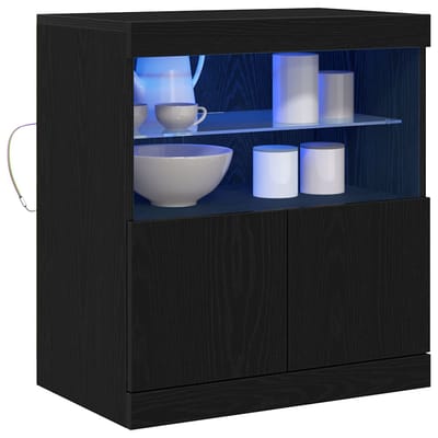 vidaXL - LED - Dressoir - Zwart - 60,5 - x - 37 - x - 67 - cm - Bewerkt - hout