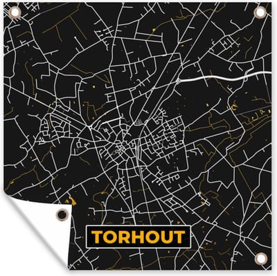 Tuin poster Stadskaart - Gold - Plattegrond - Torhout - Kaart - 200x200 cm - Tuindoek