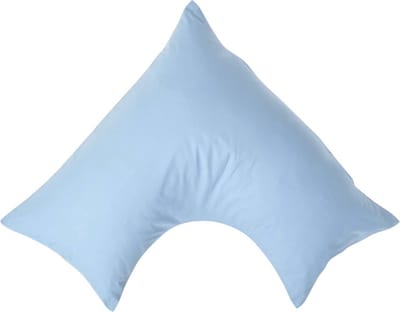 Homescapes Percale Katoen V-Kussensloop - Lichtblauw - 100% Egyptisch Katoen - 200TC - 38 x 76 cm