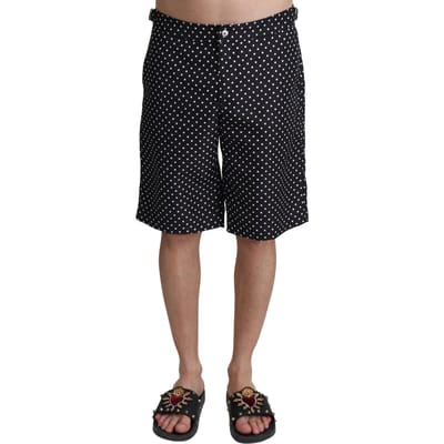 Dolce & Gabbana Mannen Zwart Gestippelde Strandkledij Korte Zwemkledij