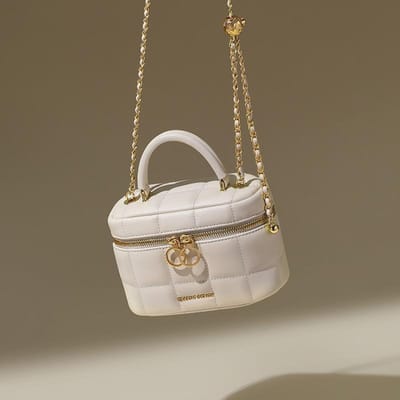 Nieuwe Dames Tas van Echt Leer  Kleine Geurdoos Tas  Casual Ketting  Eénschouder Crossbody Tas white