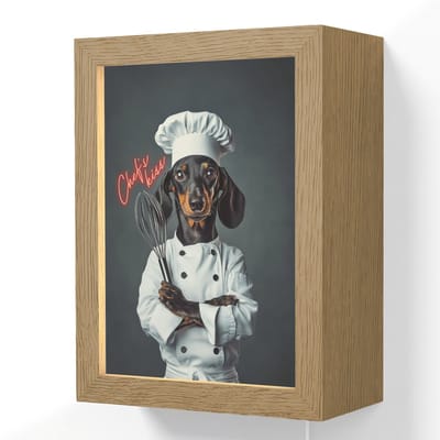 Wandlamp 15x20 cm - Oplaadbaar - Quote - Neon - Hond - Kokskleding - Wandlampen binnen woonkamer - Slaapkamer lamp met kabel - Decoratieve nachtlamp - Vloerlamp snoer