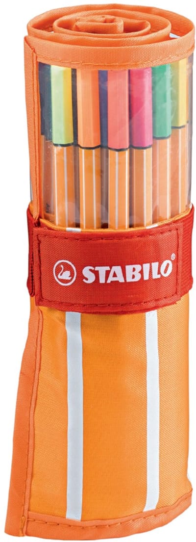 Stabilo fijnschrijver point 88, rolletje van 30, oranje/wit.