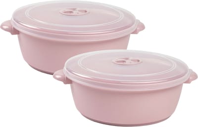 Plasticforte Magnetronschaal met deksel/ventiel - 2x - 2L - lichtroze - kunststof - BPA vrij