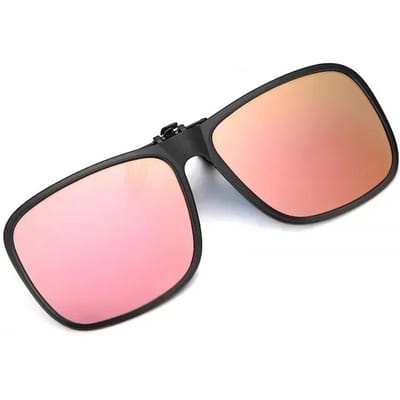 Nouveaux Lunettes Clip-on à rabat pour la conduite Protection UV foncée 400 Lentille à changement de couleur Anti-reflets Lunettes de soleil pour myope Conducteur de voiture pink