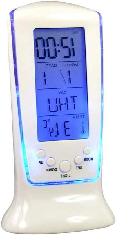 Digitale Backlight Snooze LED Display Tafel Muziek Klok Met Thermometer Kalender Tijd Display Nachtkastje Gemakkelijk in te stellen Batterij Aange