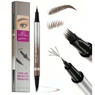 2-in-1 wenkbrauwpotlood en eyeliner, natuurlijk, waterdicht, zweetbestendig en langdurig wenkbrauwpotlood, wenkbrauwpotlood met dubbele uiteinden voor micro-sculpting. bruin