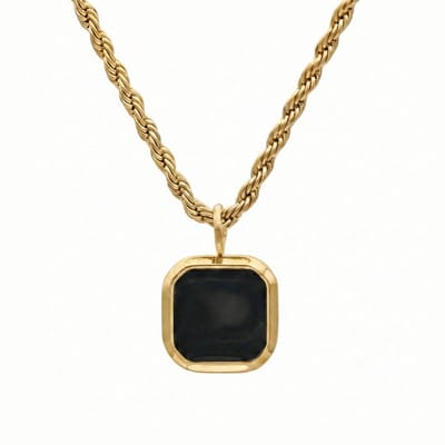Thomasiny® Black Vanta kleur Goud – Heren Ketting met Zwarte Steen – Luxe Minimalistisch Design – 316L RVS