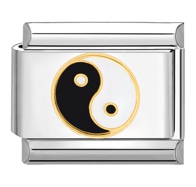 Quiges - Schakel - Bedel - 9mm - charms - Yin en Yang Chinese termen - Geschikt voor - armband - Schakelarmband - italy bedels armband