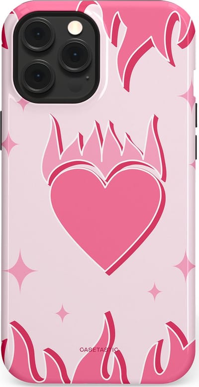 Casetastic Hoesje Geschikt voor Apple iPhone 12 Pro Max Magsafe - Stijlvolle Beschermende Duo-layer Case - Hartenvuur