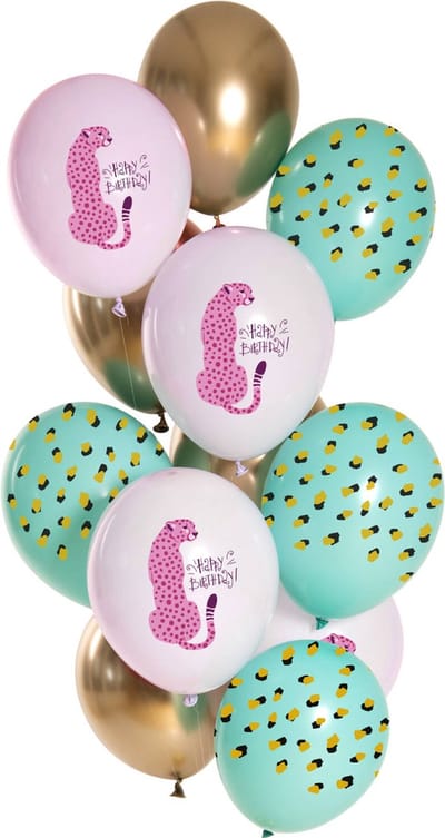 Folat - Ballonnen birthday panther (12 stuks - 33 cm)