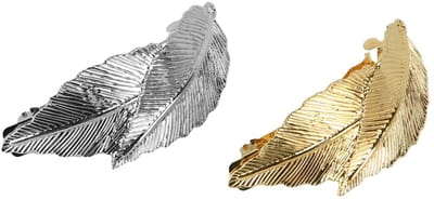 Dailygoods- Haarspeldjes 2 Stuks - Bladvormige Haarspeldjes - Metalen Haarspeldjes - Vintage Stijl - Goud/Zilver - 8,3x4cm - Haarclips
