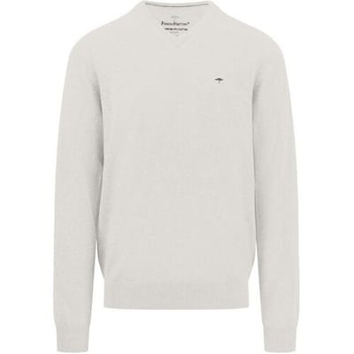 Fynch-Hatton Trui Uni Color V-Neck Superfine Cotton Winter White / male