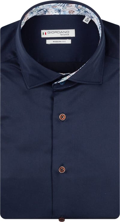 Giordano – Locarno – Heren – Twill – Effen - Overhemd - Navy – 617864-60