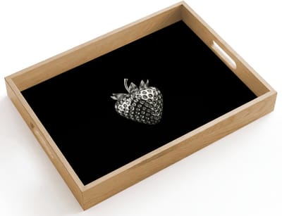 Dienblad hout 40x30 cm - Schootdienblad - Aardbei - Zaadstructuur - Realistisch - Borrelplank rechthoek - Plateau dienbladen