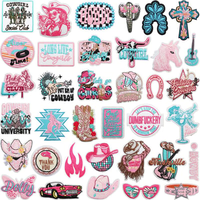 Roze Western Cowboy Series - 36 delige set -stof & strijk applicatie