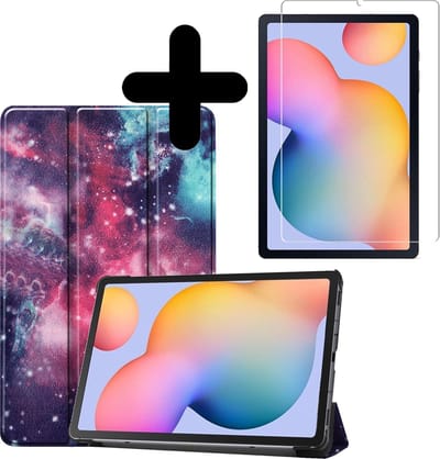 Hoesje - Geschikt voor Samsung Galaxy Tab S6 Lite - Met Screenprotector - Hardcover Book Case - Trifold Bookcase Hoes - Hard Cover - Tablethoes - Galaxy