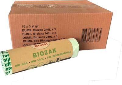 Biozakken 240 liter groen - 30 containerzakken - 115x140 cm afbreekbaar - 3 rollen à 10 zakken
