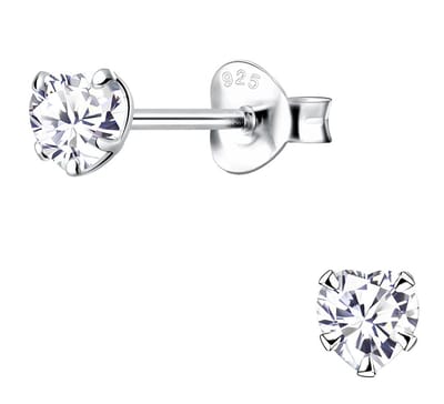 Joy|S - Zilveren petit hartje oorbellen - 4 mm - gehodineerd - zirkonia - kinderoorbellen