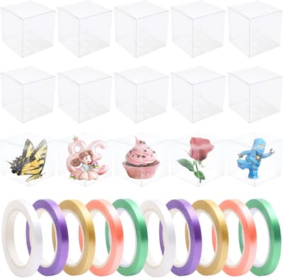 15 Transparante Cadeau Dozen 9x9x9 cm, 15 Stuks met Cadeau Ribbons voor Bruiloften, Feesten en Festivals