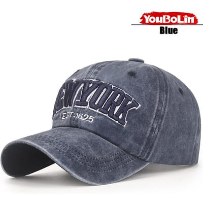 Casquette de Baseball Basique 100% Coton Lavé Effiloché Série New York City Polyvalente Populaire Chapeau Bas gray