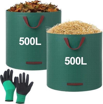 Tuinafvalzakken - Robuuste zakken - Afval verzamelen - Herbruikbaar ontwerp - 500 liter - Groen