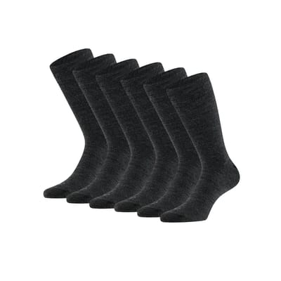Merino wollen sokken - Unisex - Antipress - 6-Pak - Antraciet / 35/38
