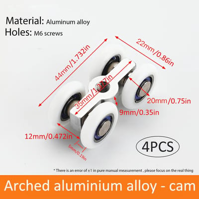 Dailygoods- Schuifdeurwielen 4 Stuks - Stille Loopwielen - Douchedeur/Glazen Schuifdeur - Zinklegering - Ø 20 mm - M6 Schroefdraad