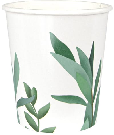 PARTYPRO - 8 kartonnen bekers eucalyptusbladeren 200 ml voor bruiloft