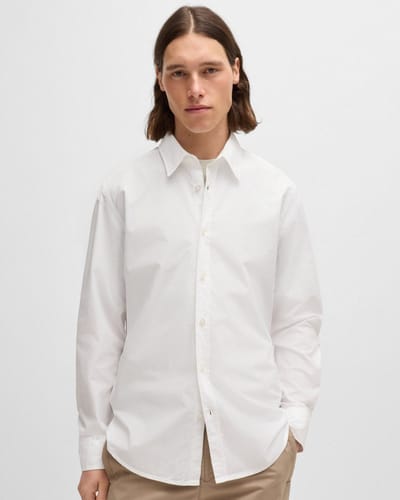 BOSS Orange Relegant 6 Heren Regular-Fit Shirt van Katoen Poplin met Kent Kraag