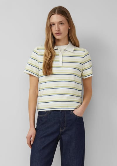 Slim Fit Gestreepte Jersey Polo Dames s.Oliver