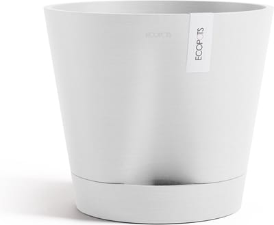 Ecopots Venice 2 30 - Pure White - Ø30 x H27,5 cm - Ronde witte bloempot met waterreservoir