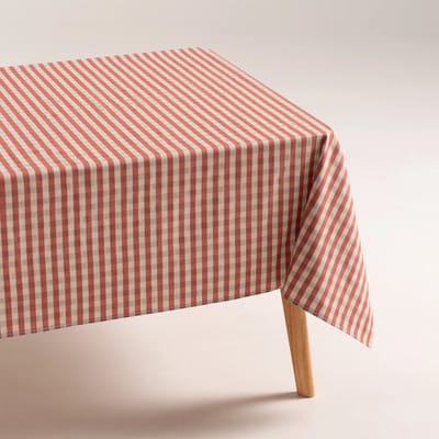 GAMUSI Vlekbestendig Tafelkleed NOVY – Vichyruit – Linnen Look – 140x100 cm – Rood