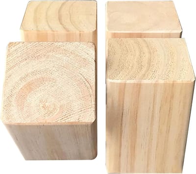 Houten Meubelverhogers - Bedbanken Tafelstoelen - Extra Hoogte Opslag - Massief Grenenhout - Set van 4 - Houtkleur