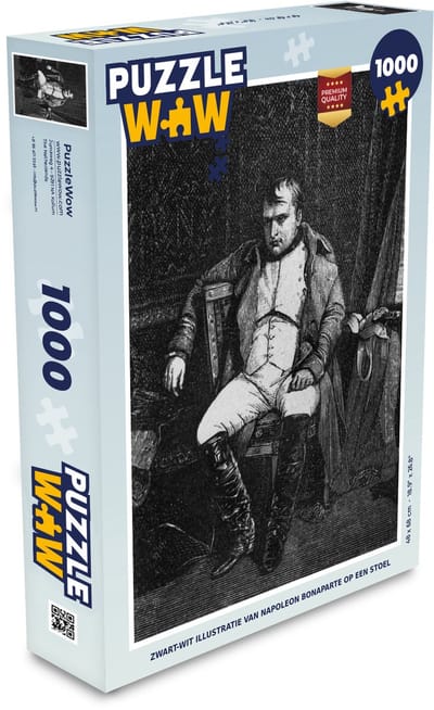 Puzzel Zwart-wit illustratie van Napoleon Bonaparte op een stoel - Legpuzzel - Puzzel 1000 stukjes volwassenen
