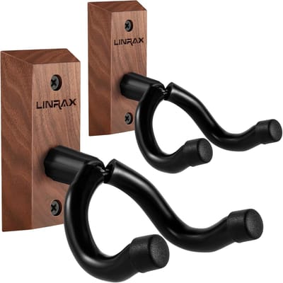Gitaar muurbevestiging - Instrumentenhouder - Instrumenten tonen - Draaibare juk - 2 stuks - Zwart walnoot