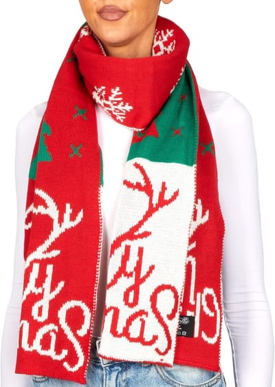 Warme, Oversized Winter Sjaal Unisex met Kerstprint – 30 x 200 cm