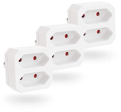 Dubbele stekkeradapter voor stopcontacten tot 1100 W - stekker 2-voudig