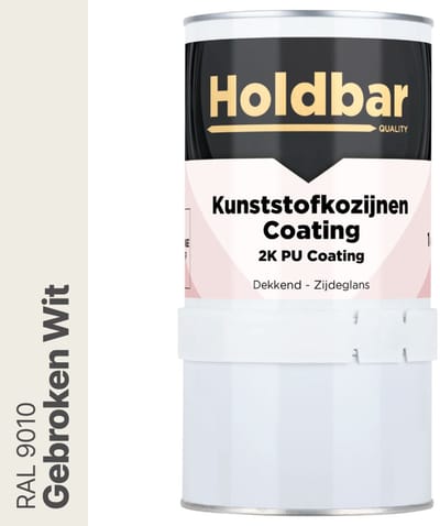 Holdbar Kunststofkozijnen Coating Gebroken Wit (RAL 9010) 1 Kg - Kunststof Kozijnen Schilderen - Hecht direct op kunststof - 100% UV-bestendig - kunststof kozijnen verven