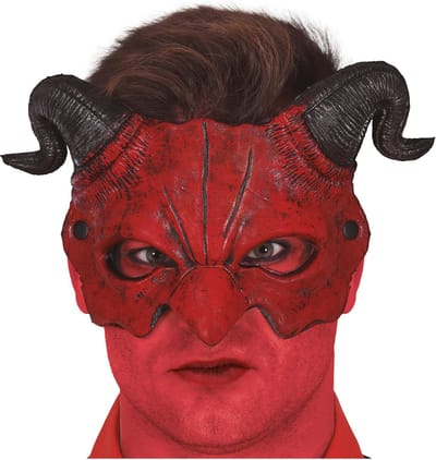 Fiestas Guirca Horror masker duivel/demon - rood - foam - volwassenen - Halloween - verkleedmasker